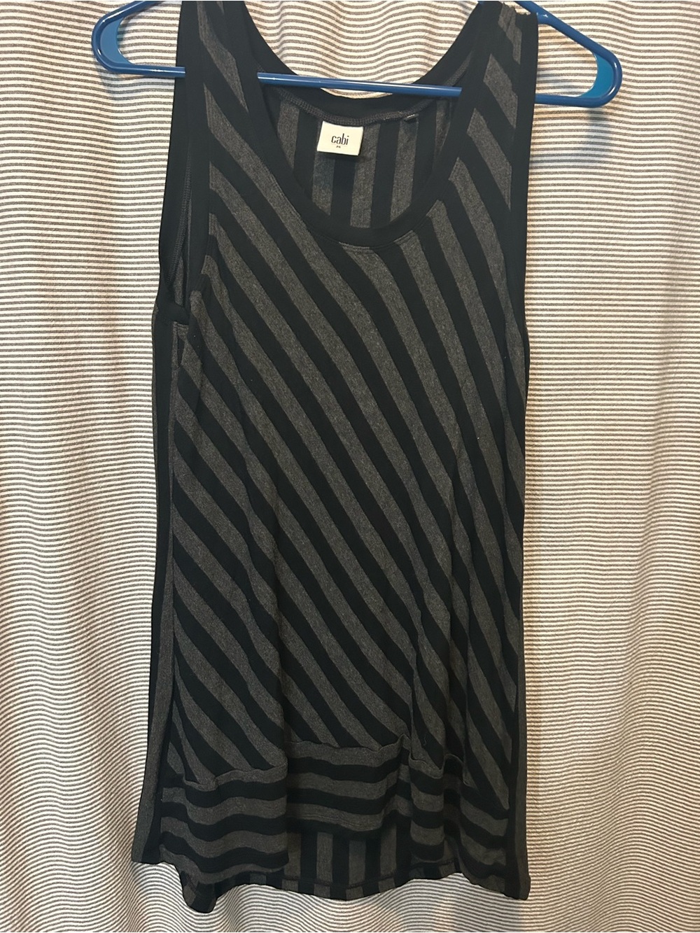 CAbi Black and Gray Diagonal Stripe Tank